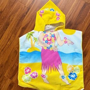 Hawaiian hula girl printed hooded poncho towel for the beach or pool.
